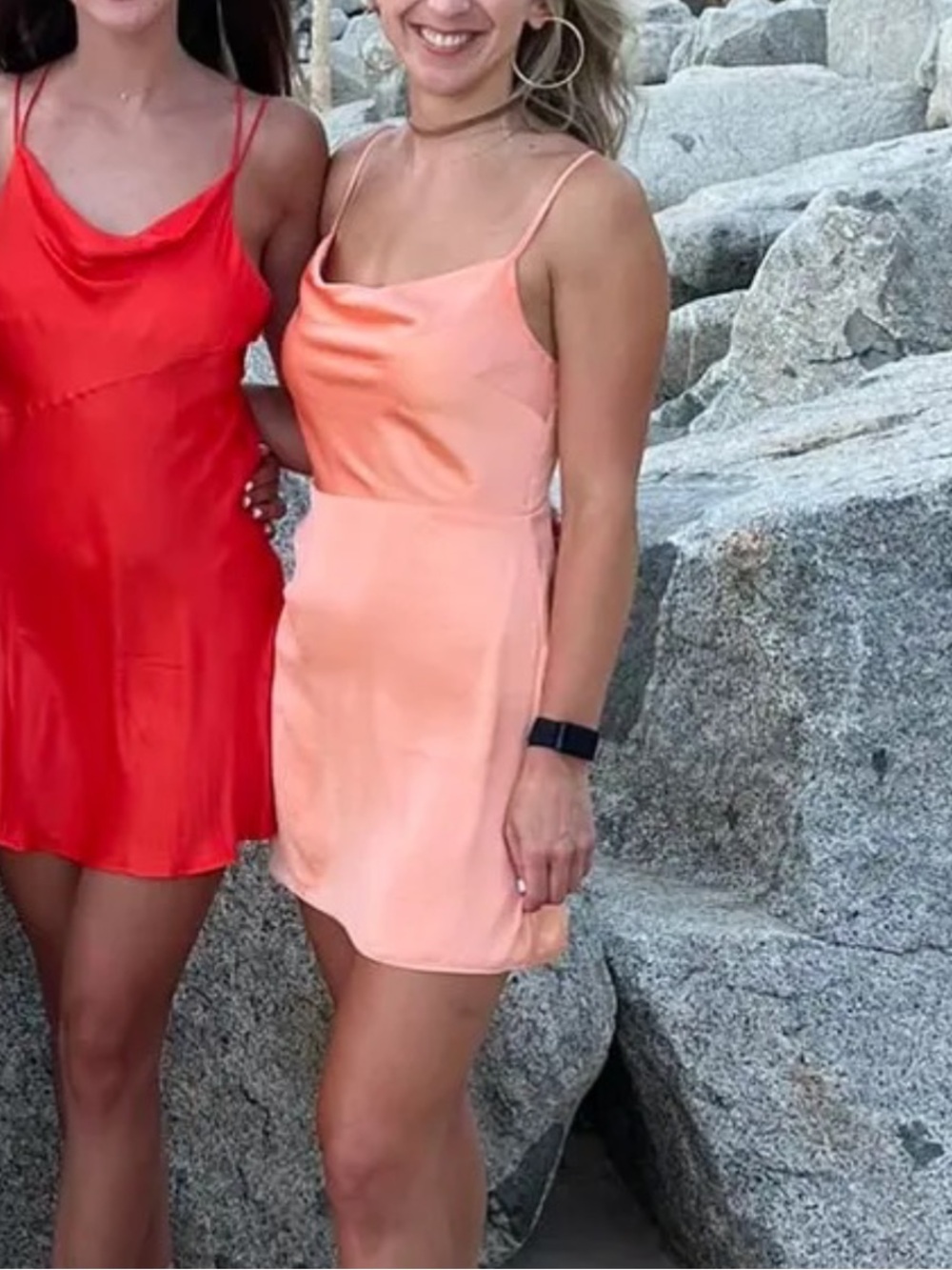 Sunday Best Small Satin Cowl Neck Slip Dress - Peach
